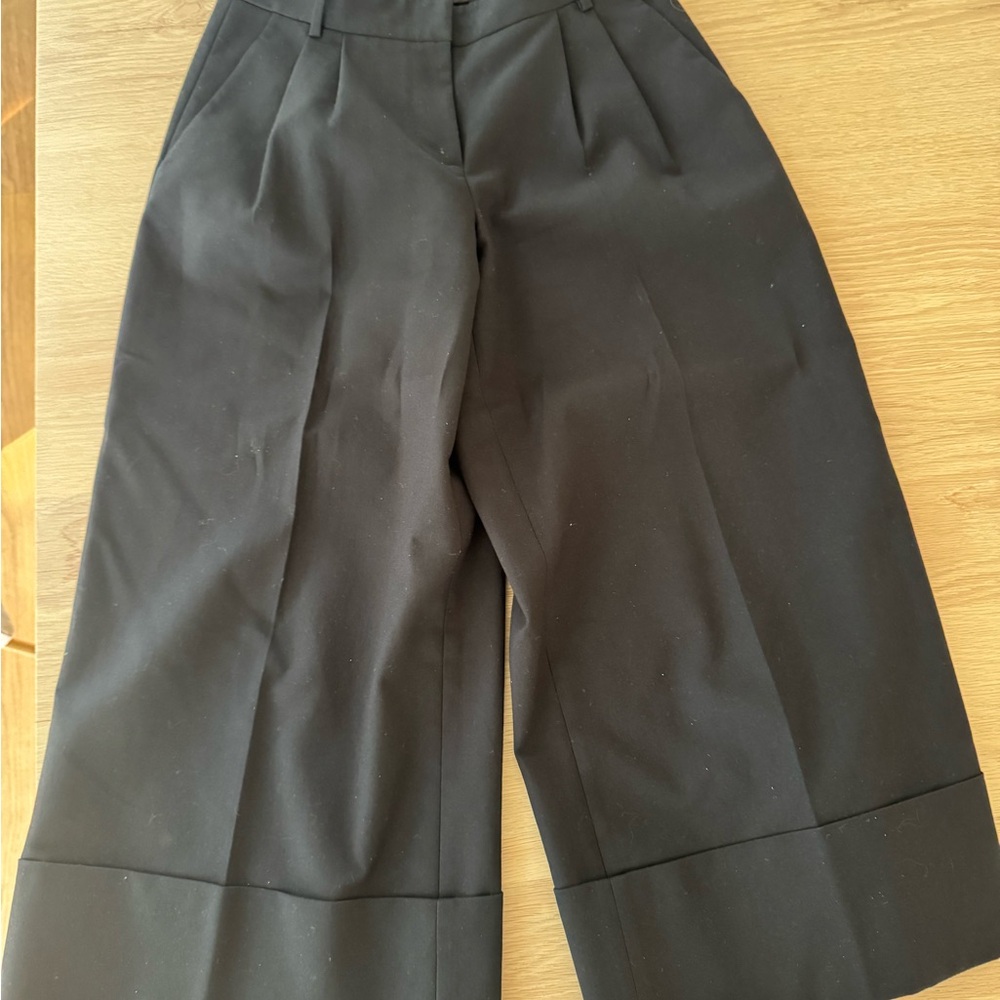 Tibi Black Wide Leg Pants with Tailored Finish